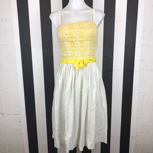 5 for $25 Petti VTG Yellow Lace Fit & Flare Dress